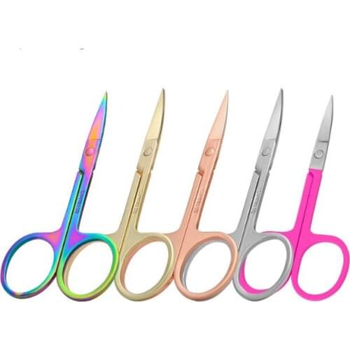 120Pcs/Lot Eyebrow Trimmer Razor Stainless Steel Scissors Nose Hair Beauty Round Elbow Pointed Tools HA2373