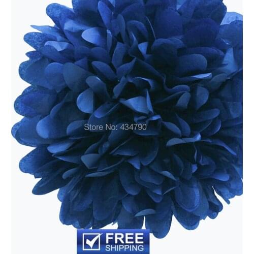 20pcs 14"(35cm) Tissue Paper Flower Balls Navy-Nursery New Year Birthday Party Decor Hanging Pom Poms Cheap-Choose Your Colors