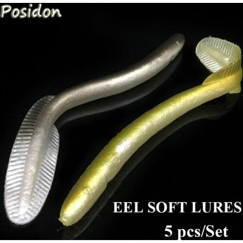 Posidon 5pcs/set 16cm/10g EEL Soft Fishing Lures Lifelike Artificial Bait Target Fish Grass Carp Walking Catfish Bass Fishing
