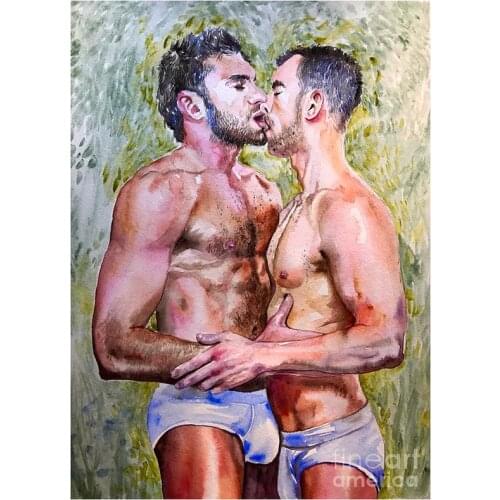 Men kiss men 5D diy full square round 3d Diamond Painting Cross Stitch Diamond mosaic lassie 2020 New gift wedding decor YG1932