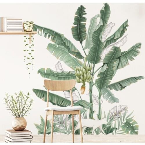 Large Banana Tree Wall Stickers for Bedroom Living Room Decoration Vinyl Wall Decals Removable PVC Sticker Green Leaf Art Murals