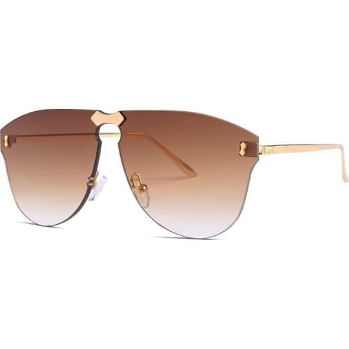 One Piece Rimless Sunglasses for Women Men Luxury Vintage Oval Sun Glasses Eyewear Oculos Goggles 22051DF