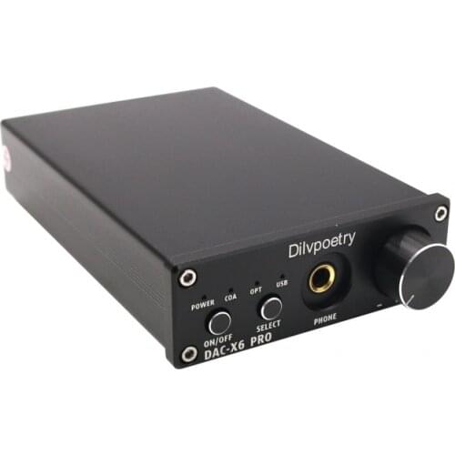 DAC-X6 PRO DAC Decoder 24Bit/192kHz Coaxial/Optical/USB Stereo Audio Silver HiFI Headphone Amplifier