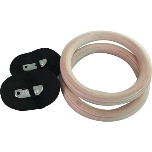 Wood Gymnastic Rings Gym Rings with Adjustable Long Buckles Straps Workout for Home Gym & Fitness