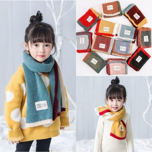 Childrens Scarf Boys Girls Autumn Winter Striped Wool Scarf For Kids Long Warm Baby Scarf Knit Toddler Winter Scarf