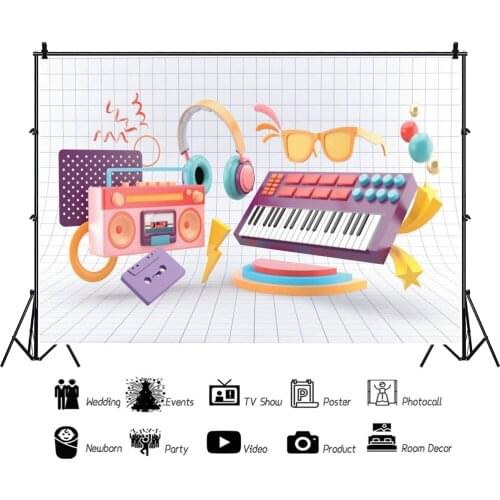 Electronic Organ Radio Disco Background Portrait Photography Indoor Party Photozone Decor Backdrops Photocall Studio