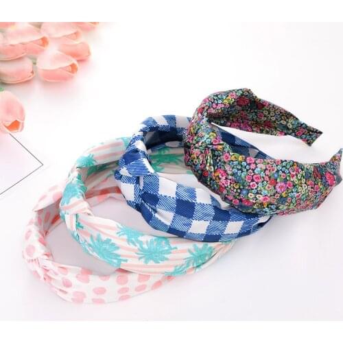 Classic Knotting Printing Bezel Head Hoop Headwear For Girls Women Wide-Brimmed Headbands Party Photo Hair Accessories Headdress