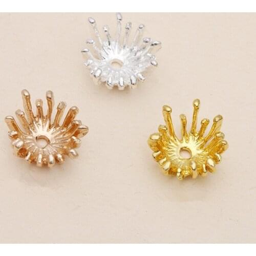 50 PCS 11mm 13.5mm Metal Alloy Stamen Flowers Bead Caps DIY Handmade Flowers Tray Accessories For Jewelry Making