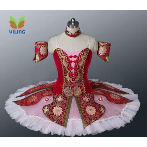 Red Dance Ballerina ballet dress Classical professional ballet tutus Adult Profesional pancake tutu