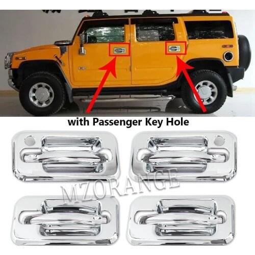 Front Rear Door Handle Cover For HUMMER H2 2003-2009 SUV SUT 8PC/Set Chrome with Passenger Key Hole Exterior Covers
