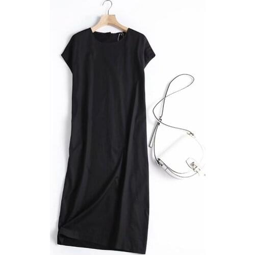 Dave&Di Summer Dress Women England Indie Folk Simple Solid O-neck Loose Long Dress Vestidos De Fiesta De Noche Casual Vestidos