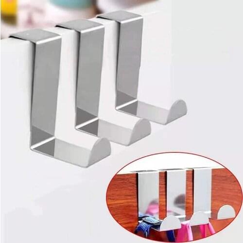 Multifunctional Door Hooks Stainless Steel Hook For Kitchen Cabinet Clothes Household Hanger Bathroom Towel Door Hook Holder