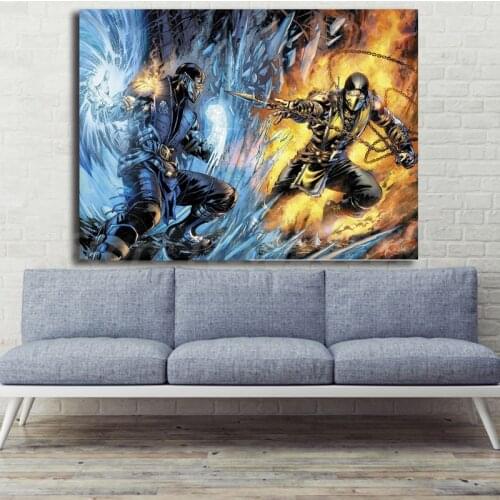 Mortal Kombat Scorpion Vs Sub Zero Wallpaper HD Art Canvas Poster Painting Wall Picture Print For Modern Home Bedroom Decoration