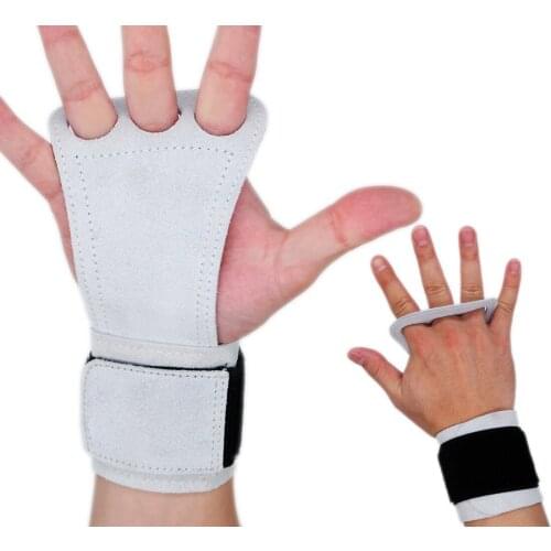 Natural Leather Hand Grips Crossfit Men Palm Protector For Pull-ups Lifting Gymnastic Crossfit Gloves With Wrist Wrap -40