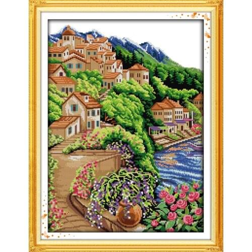 Near sea and hill Printed Canvas DMC Counted Chinese Cross Stitch Kits printed Cross-stitch set Embroidery Needlework