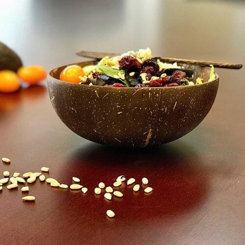 Natural Coconut Bowl Decoration Fruit Salad Noodle Rice Bowl Wooden Fruit Bowl Handicraft Decoration Creative Coconut Shell Bowl