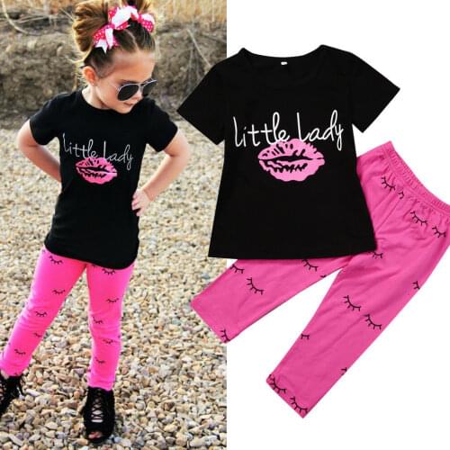 Toddler Kids Baby Girls Clothing Cotton T shirt Tops Short Sleeve Pants 2PCS Outfit Clothes Set Girl Tracksuit