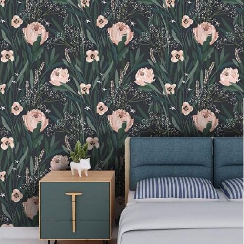 Peel and Stick Wallpaper Removable Handpainting Fresh Leaves Self-Adhesive Prepasted Wallpaper Wall Mural for Home Decoration