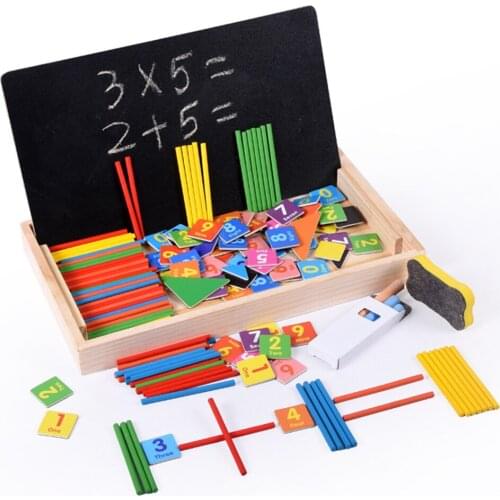 Counting Sticks Wood Montessori Numbers Math Pre-school Toys Simple Counting