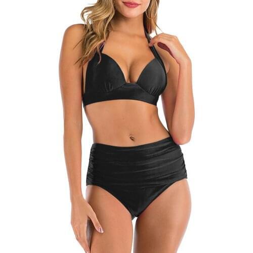 Sexy High Waist Bikini Women Halter Plus Size Swimsuit Bathing Suit Swimwear Summer Bathing Suit Beachwear Female Biquinis 3XL