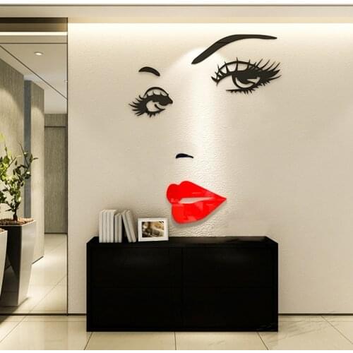 1 Pcs Removable Wall Sticker Eye Face Background Self Adhesive Waterproof Sexy Girl Lip Eyes Wall Stickers Art Poster Home Decor