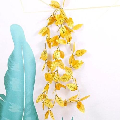 240CM Silk Gold Artificial Leaves Vine Arch Wedding Decoration Fake Plant Multi Colors Leaf Handmade Scrapbooking Craft Wreath