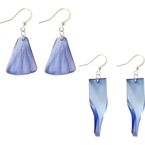 Cute Blue Sea Waves Drop Earrings Brincos Romantic Acrylic Purple Shell Danel Hook Earrings for Lady Women Girls Wedding Party