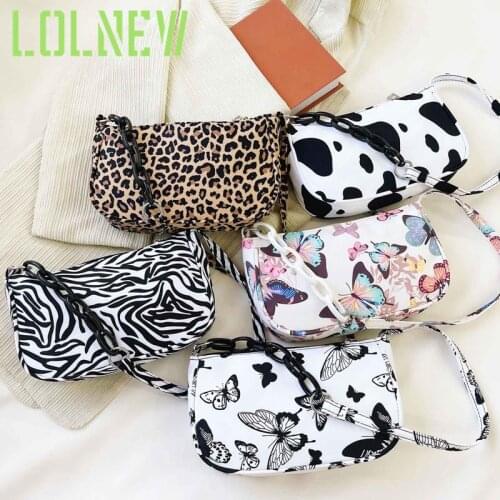 Animal Print Crossbody Bag Vintage Single Chain Shoulder Straps Small Shoulder Bag Women Casual Bags All Matches