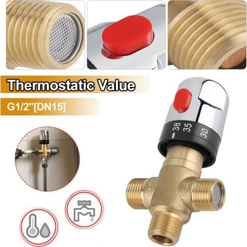 1PCS Brass Pipe Thermostat Faucet Thermostatic Mixing Valve Bathroom Water Temperature Control Faucet Cartridges