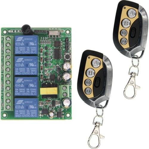 Smart Home AC 220V 4CH 4 CH Wireless Remote Control LED Light Lamp Switch Relay Output Radio Receiver Module and Transmitter