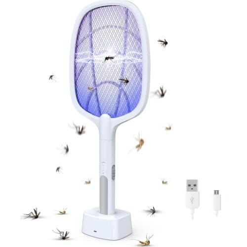 USB Electric Shock Mosquito Lamp Mosquito Swatter Fly Swatter Portable Handheld Three-Layer Fly Swatter USB Charging Cable