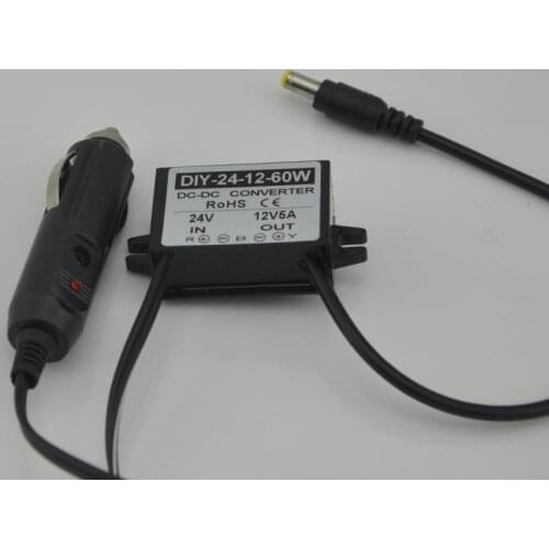 24V Step Down To 12V 5A Waterproof DC-DC Converter Car Power Buck Module Voltage Regulator With a Cigarette lighter Plug To DC