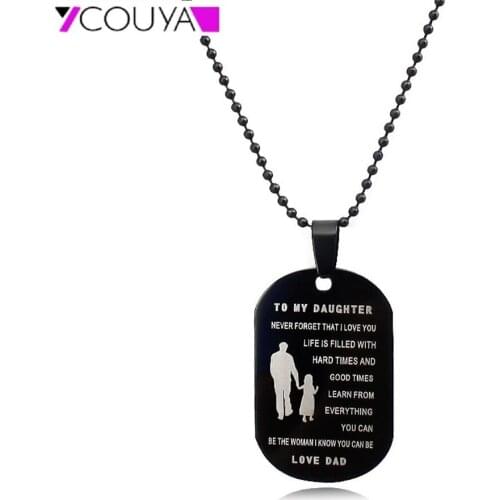 High Polished Stainless Steel Lettering Necklace Shiny Rectangular Pendant for Women Men Necklaces Special Gift for Family/Lover