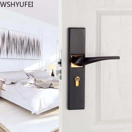 WSHYUFEI Bedroom Silent Door Lock Nordic style With key Household Bathroom Interior Door Handle Lock Security Mute Hardware