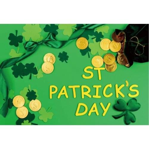 Green Money Bag Gold Coin Clover Photography Background Family Party Decor Photo Booth Studio Prop