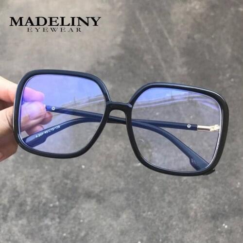 MADELINY Brand Blue Light Blocking Glasses Women Fashion Square Transparent Optical Computer Glasses Female uv400 MA008