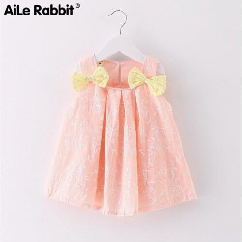 2019 Infants Baby Dress Bow Embroidered Girls Dress For Girls Baby Clothes Childrens Little Princess Series Cotton Comfort