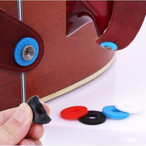 4 Pcs Guitar Strap Buckle Lock Guitar Parts & Accessories Electric Wooden Guitar Silicone Strap Locks Blocks Rubber Bass
