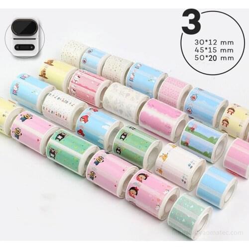45*15mm 50*20mm Various Cute Thermal Label Paper Roll Typeable Tape Lovely Mark Sticker For Eq11 Mini Thermal Label Printer