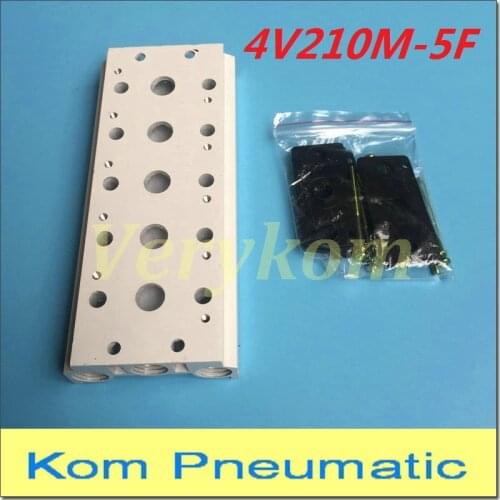 5 Station Pneumatic Solenoid Valve Manifold 4V210-08 4V220-08 4V230-08 Airtac Type Manifold Base Board Block 200M-5F 4A220-08