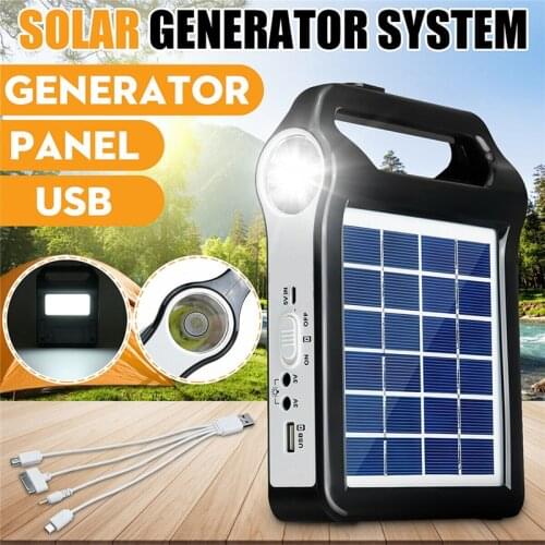 6V Rechargeable Solar Panel Power Storage Generator System USB Charger With Lamp Lighting Home Outdoor Solar Energy System Kit