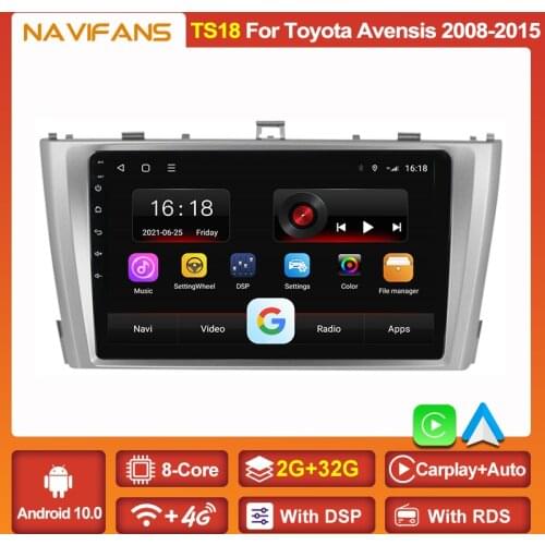 2 din Car Radio For Toyota Avensis 3 T27 2008 2014 2015 Navigation GPS Android 10.0 Multimedia Video Player Quad Core IPS Screen