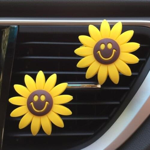 Auto Accessories For Girls Air Freshener Cute Car Perfume Sunflower Vent Clip Car Fragrance Scent Diffuser Auto Interior Decor