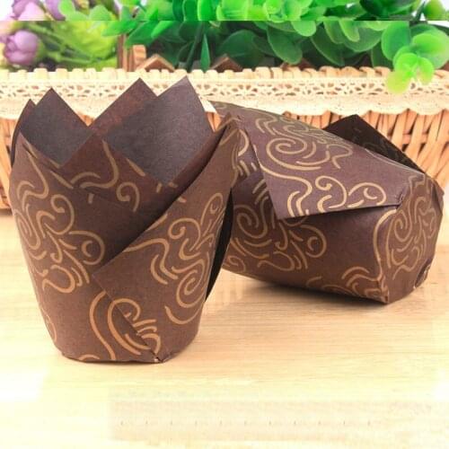 50Pcs Tulip Flower Chocolate Cupcake Wrapper Baking Muffin Paper Liner Mold Disposable Paper Cake Decoration Supplies