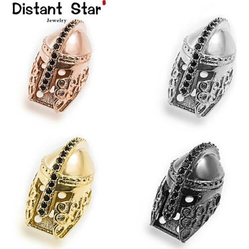 20*12mm Spartan Warrior Helmet Brass Cubic Zirconia Beads Diy Jewelry For Making Accessories Hole Discovery Model Soldier