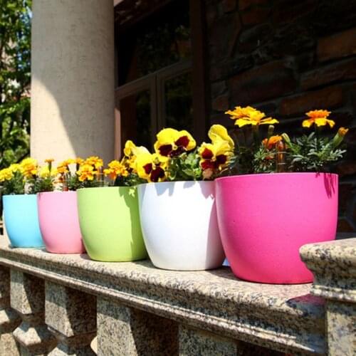 Colorful Ceramic Succulent Planter Green Plants Cylindrical Shape Flower Pot With Hole Tray Self Watering Planters Flower