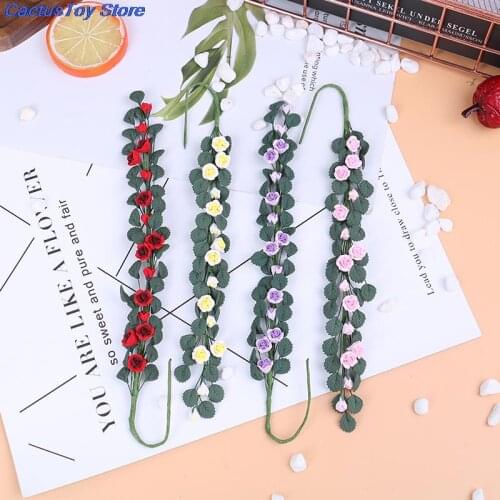 Diy Miniatura Roses Doll House Miniature Brocheta flowers handcrafted Clay Colorful Cute Climbing Rose Wattle