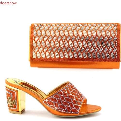 Doershow Italian Shoes With Matching Bags Rhinestone High Quality shoes and bag set to match for party!IO1-6