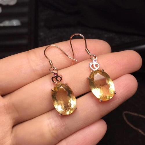Elegant Gift For Your Girl Friend 100% New Citrine Earring Natural And Real 925 Sterling Silver Citrine Earring