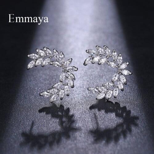 Emmaya Luxury Brand New Fashion Olive Shape AAA+ Cubic Zircon Stud Earrings Branch Crystal Earings For Women Party Gift